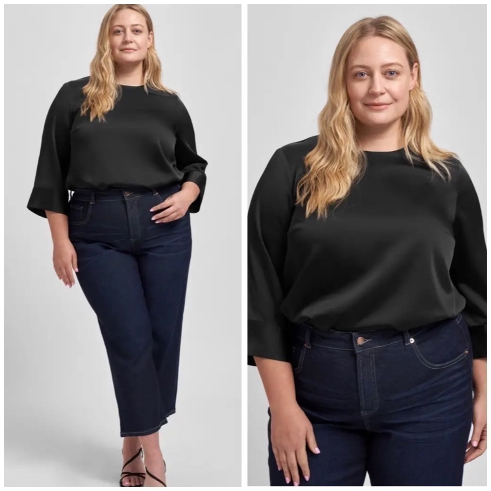 Universal Standard Louise Long Sleeve Satin Blouse